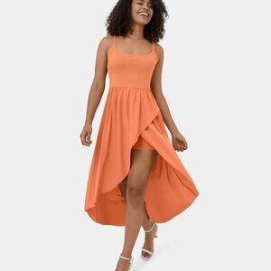 Halara Breezeful Backless High Low 2-Piece Flowy Midi Quick Dry Dress XL